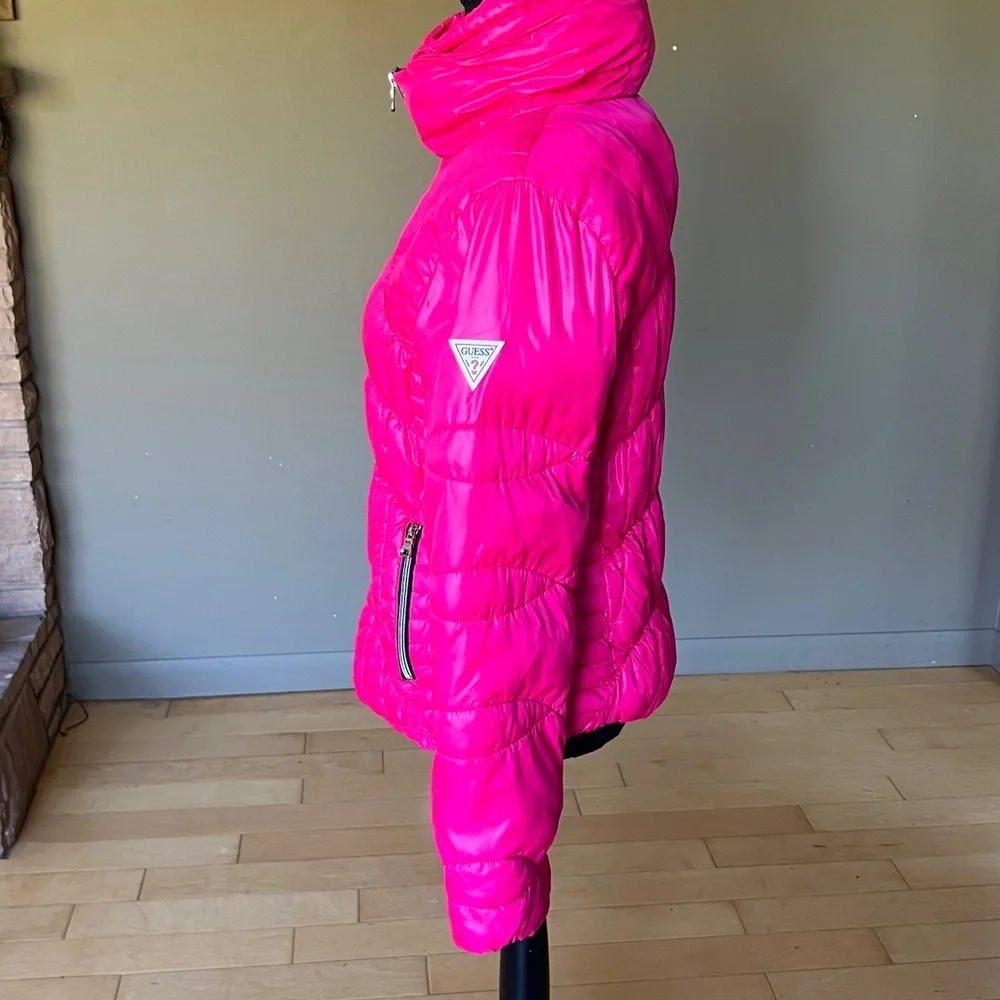 Guess Women's Pink Quilted Puffer Jacket Medium - Picture 2 of 10